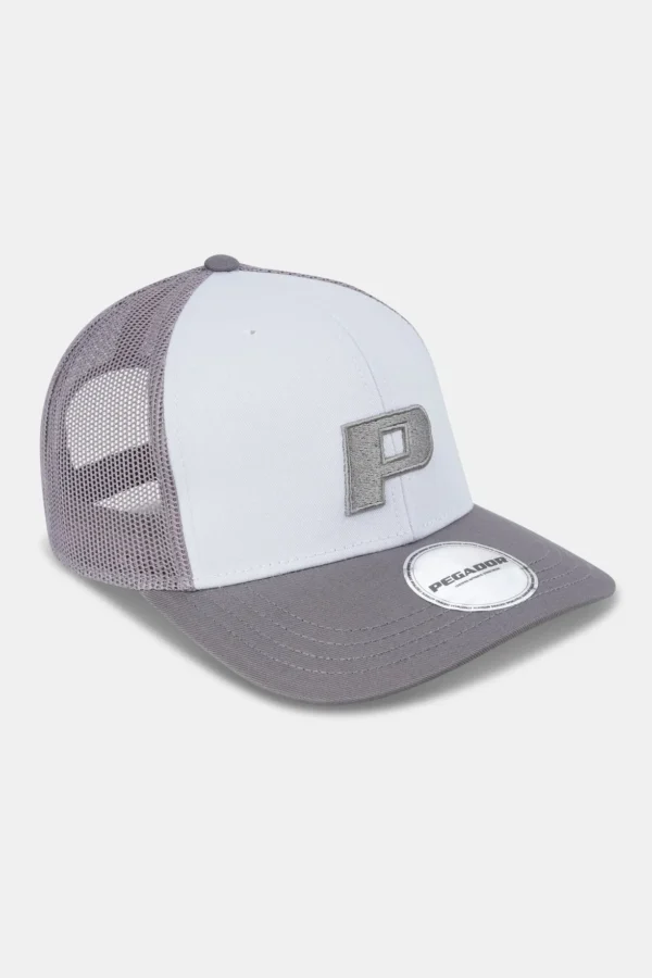 P Logo Baseball Trucker Cap White Cool Grey