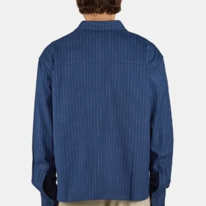 Pikal Oversized Longsleeve Shirt Pinstriped Indigo Navy White