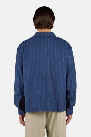 Pikal Oversized Longsleeve Shirt Pinstriped Indigo Navy White