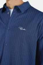 Pikal Oversized Longsleeve Shirt Pinstriped Indigo Navy White