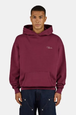 Pike Oversized Hoodie Washed Maroon Red