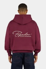 Pike Oversized Hoodie Washed Maroon Red