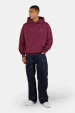 Pike Oversized Hoodie Washed Maroon Red