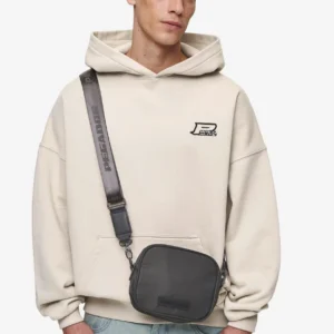 Rubber Logo Patch Nylon Shoulder Strap Bag Anthracite