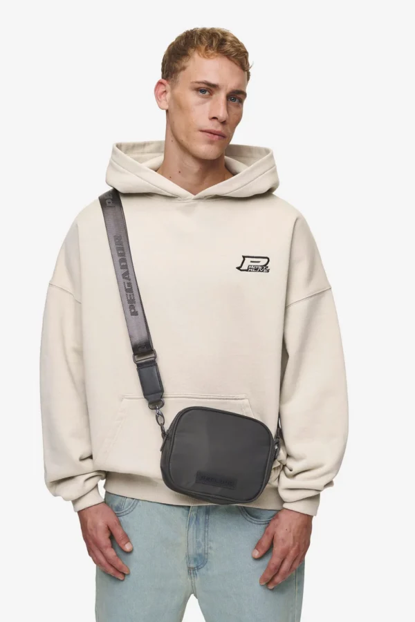 Rubber Logo Patch Nylon Shoulder Strap Bag Anthracite