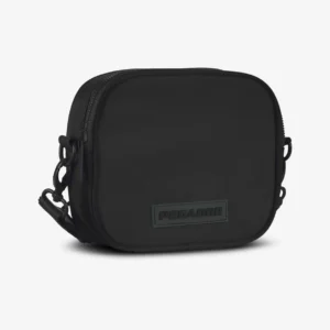 Rubber Logo Patch Nylon Shoulder Strap Bag Black