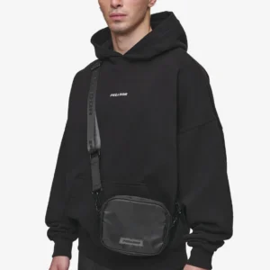 Rubber Logo Patch Nylon Shoulder Strap Bag Black