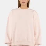 Sela Oversized Sweater Washed Dusty Rose White