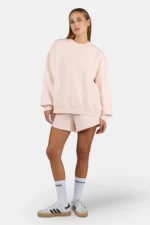 Sela Oversized Sweater Washed Dusty Rose White