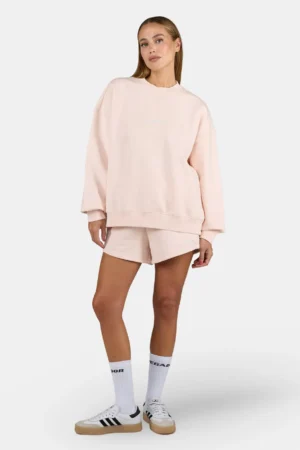Sela Oversized Sweater Washed Dusty Rose White