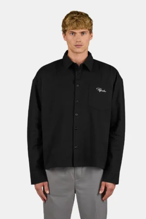 Signar Oversized Flannel Shirt Washed Black