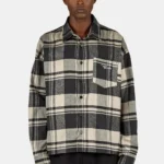 Signar Oversized Flannel Shirt Washed Checked Black Flint Grey
