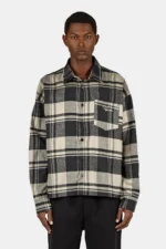Signar Oversized Flannel Shirt Washed Checked Black Flint Grey