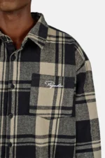 Signar Oversized Flannel Shirt Washed Checked Black Flint Grey