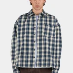 Signar Oversized Flannel Shirt Washed Checked Indigo Navy Stone