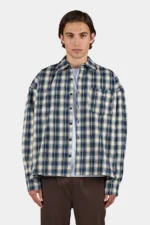 Signar Oversized Flannel Shirt Washed Checked Indigo Navy Stone