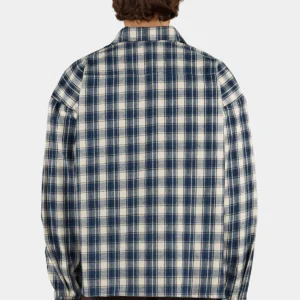 Signar Oversized Flannel Shirt Washed Checked Indigo Navy Stone