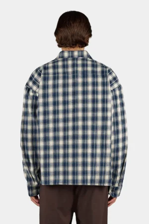 Signar Oversized Flannel Shirt Washed Checked Indigo Navy Stone