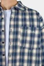 Signar Oversized Flannel Shirt Washed Checked Indigo Navy Stone