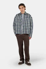 Signar Oversized Flannel Shirt Washed Checked Indigo Navy Stone