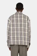 Signar Oversized Flannel Shirt Washed Checked Warm White Walnut Brown