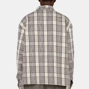 Signar Oversized Flannel Shirt Washed Checked Warm White Walnut Brown