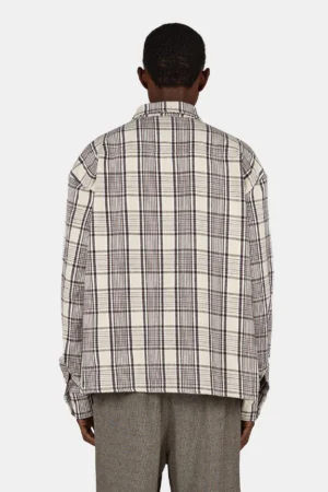 Signar Oversized Flannel Shirt Washed Checked Warm White Walnut Brown