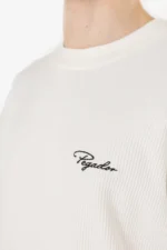 Signar Oversized Rib Tee Washed Warm White Black-2