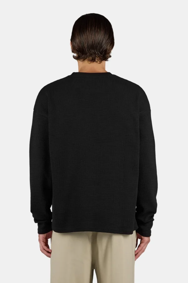 Signar Oversized Waffle Longsleeve Washed Black White
