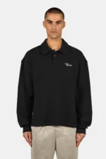 Signar Waffle Polo Longsleeve Washed Black