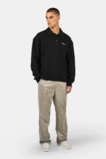 Signar Waffle Polo Longsleeve Washed Black