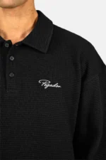 Signar Waffle Polo Longsleeve Washed Black