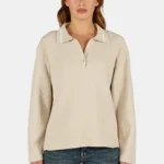 Sofia Waffle Polo Longsleeve Washed Cozy Beige