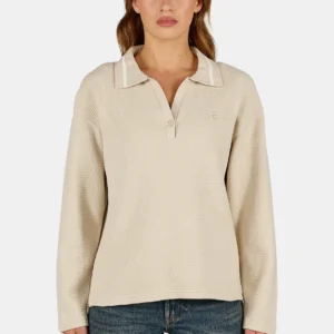 Sofia Waffle Polo Longsleeve Washed Cozy Beige