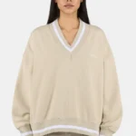 Stina V-Neck Oversized Sweater Washed Light Beige