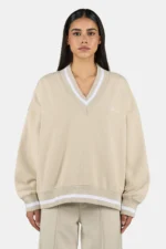 Stina V-Neck Oversized Sweater Washed Light Beige