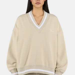 Stina V-Neck Oversized Sweater Washed Light Beige