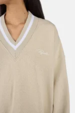 Stina V-Neck Oversized Sweater Washed Light Beige