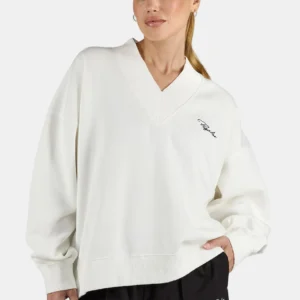 Stina V-Neck Oversized Sweater Washed Warm White