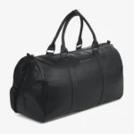 strahan-logo-faux-leather-weekender-black
