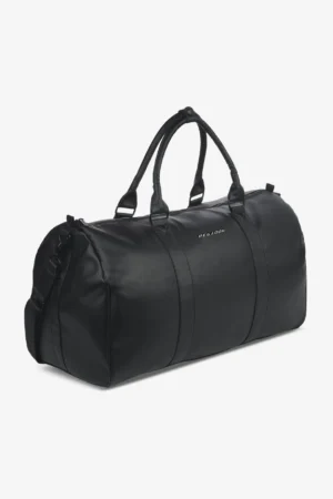 strahan-logo-faux-leather-weekender-black