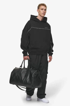 strahan-logo-faux-leather-weekender-black