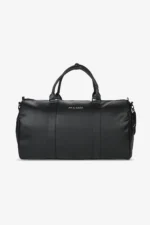 strahan-logo-faux-leather-weekender-black
