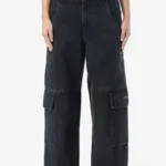 Taily Super Baggy Cargo Jeans Washed Black