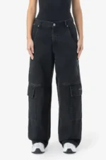 Taily Super Baggy Cargo Jeans Washed Black