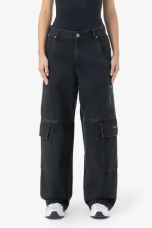 Taily Super Baggy Cargo Jeans Washed Black