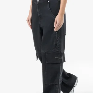 Taily Super Baggy Cargo Jeans Washed Black