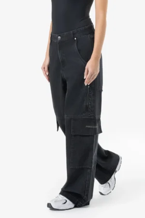 Taily Super Baggy Cargo Jeans Washed Black