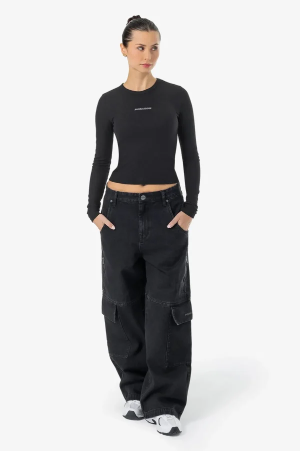 Taily Super Baggy Cargo Jeans Washed Black