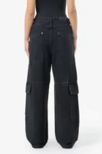 Taily Super Baggy Cargo Jeans Washed Black